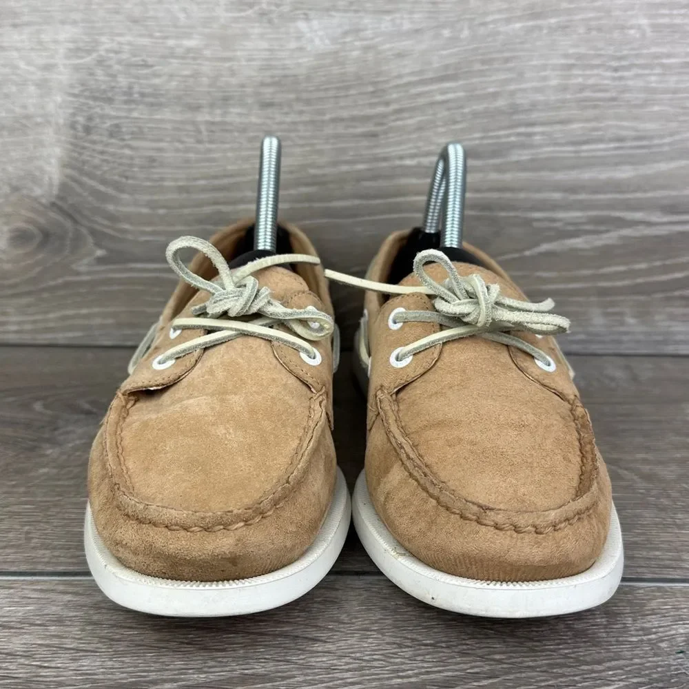 Sperry Top Sider Authentic Original Women’s Sz 8.5 Tan Leather 2-Eye Moccasins